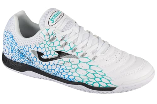 Joma Maxima 2532 in MAXS2532IN, Mens, Indoor Football Trainers, White/Turquoise, 9.5 US