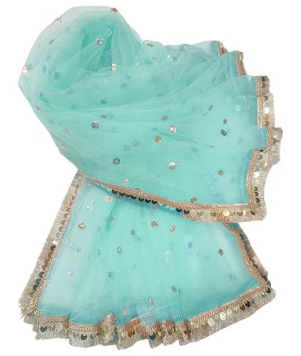Image of Navti Creations Women's Lightweight Net Dupatta With Sequence Embroidery & Kiran Border (Length 2.25m)