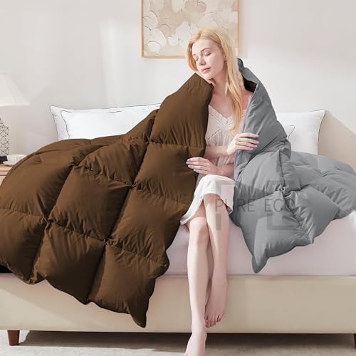 Image of PURE ECO Heavy Winter 400 GSM Comforter for Double Bed Size (90 inchX100 inch) - Soft Quality Winter Blanket Soft Microfiber Fill - Duvet /Blanket Double Bed - Chocolate Brown /Silver Grey Color