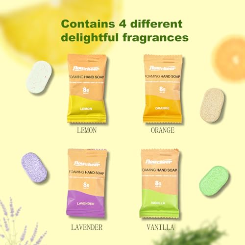 Image of flowcheer Foaming Hand Soap Refill Tablets, 24 Pack, Makes 216 fl oz (24 x 9 fl oz Bottles),Variety Fragrance,Fresh & Clean Handwash, Eco Friendly foam Soap Tablets