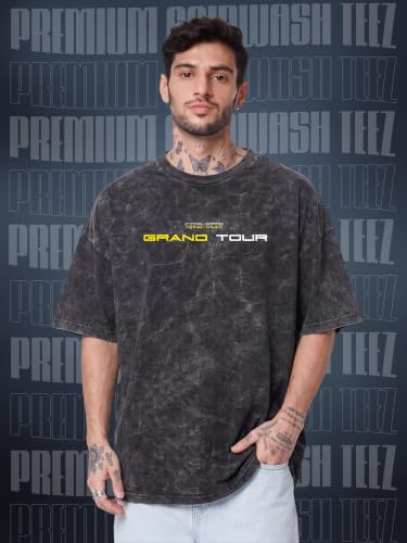 Buy fanideaz Mens Oversized T Shirt 240 GSM Acid Wash Back Printed Aesthetic Baggy Drop Shoulder Stylish Premium Branded Fit_0026B_L_Black at Amazon.in - Image 3