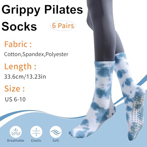 Image of Grip Socks Pilates for Women- Cute Pilates Socks- Tie Dye Non Slip Grippy Sock Woman for Yoga Barre Dance