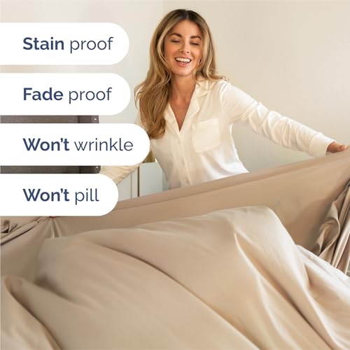 Image of King 6 Piece Bed Sheet Set - Comfy, Breathable & Cooling Sheets - Cream | Ultra Soft Hotel Luxury Bedding Set w / 8-16 Inch Deep Pockets - 1 Flat & 1 Fitted Sheet & 4 Pillowcases - Wrinkle & Fade Free