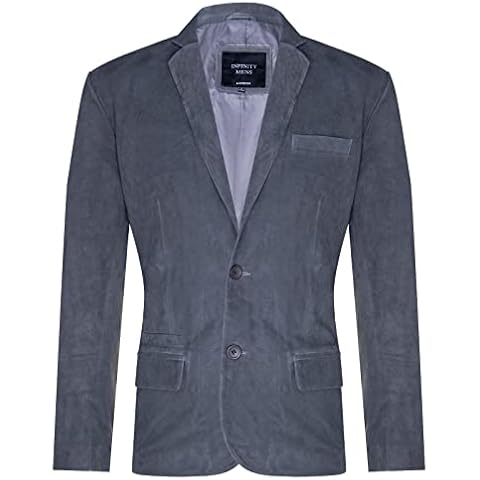 Men's Grey Suede Blazer Jacket Soft Real Italian Leather Fitted Vintage Coat XL Cover
