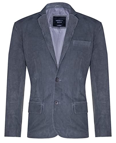 Men's Black Suede Blazer Jacket Soft Real Italian Leather Fitted Vintage Coat