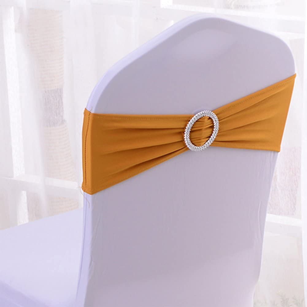 50 fiocchi per sedia elastici, non c'è bisogno di essere vincolati, decorazione per matrimonio, festa di battesimo (oro, 50)