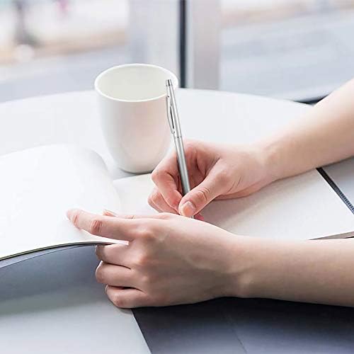 Miniatura 7 de Unibene Paquete de 6 bolígrafos mentales delgados plateados, punta media (0.039 pulgadas), tinta negra, bonito regalo para negocios, oficina,