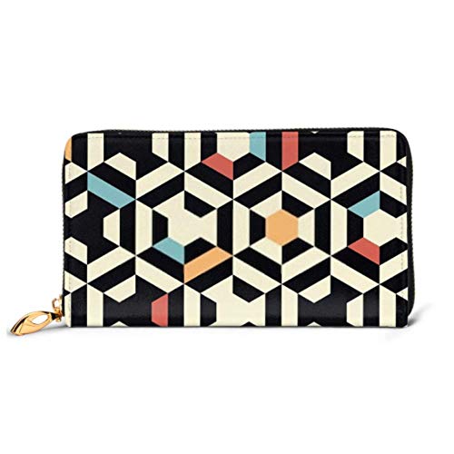 Preisvergleich Produktbild JHGFG Mode Handtasche Reißverschluss Brieftasche Nahtlose Vektor Geometrische Streifen Muster Hintergrund Telefon Kupplung Geldbörse Abendkupplung Blockieren Leder Brieftasche Multi Ca.