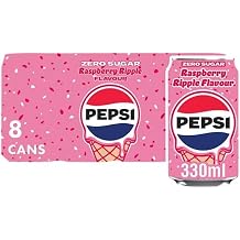 Pepsi Raspberry Ripple Ice Cream Flavour Zero Sugar Soft Drink Cans 8 x 330ml | Raspberry & Creamy Cola Flavour | Zero Sugar Fizzy Drink Multipack