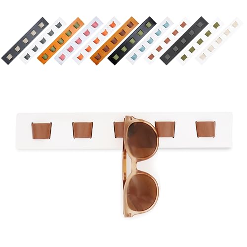 ACOCOFE Sunglass Organizer Wall Mount Wood Eyeglass Storage Holder Glasses Rack for Multiple Eyewear Display Men Women (White-brown)