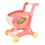 Toyvian Kids Shopping Cart Food Shopping Trolley Basket Plastic Supermarket Handcart for Kids Toy Sh