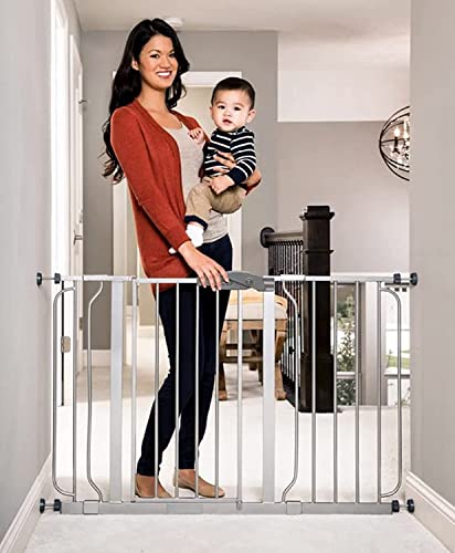 Image of Regalo Easy Step 49-Inch Extra Wide Baby Gate, Includes 4-Inch and 12-Inch Extension Kit, 4 Pack of Pressure Mount Kit and 4 Pack of Wall Mount Kit, Platinum - Total Pack of 1