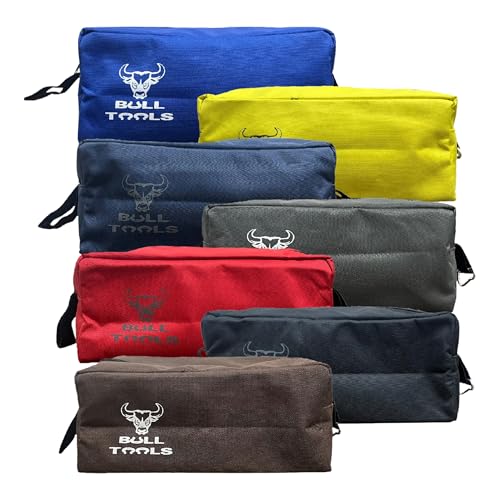Image of Pack of 7 Tool Pouch Zipper Bags, Waterproof, Heavy-Duty Ballistic | 1680 Tetron ballistic polyester, vibrant yellow, secure heavy-duty zippers, organizes tools, accessories, stationery