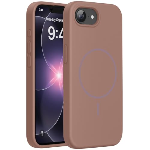 Image of Miracase Magnetic for iPhone 17e Case & iPhone 16e Case, [Soft Anti-Scratch Microfiber Lining], Compatible with MagSafe, Silicone Shockproof Protection Phone Case for iPhone 17e /16e, Chocolate