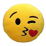 Emoji Emoticono Cojín Almohada Redonda Emoticon Peluche Bordado Sonriente (Emoji 7)