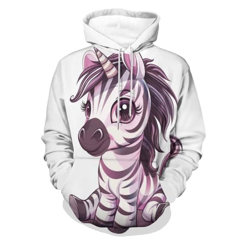 Hoodie Licorne Dessin Animé Sweat à Capuche Manches Longues Pullover Homme Femme S