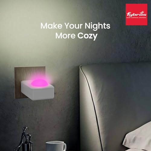 Image of FYBROS Bloom Pro LED Night Lamp | 0.5W | Pink Light | Indirect Lighting | 2-Pin Plug | Energy Efficient | Low Power Consumption | Ideal for Bedroom, Kids Room, Hallway | Pack of 1