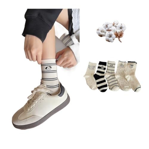 Girls Dog Embroidery Socks, Cotton Blend Crew Socks with Cute Cartoon Dog, Soft & Comfortable, Preppy Style, All Season
