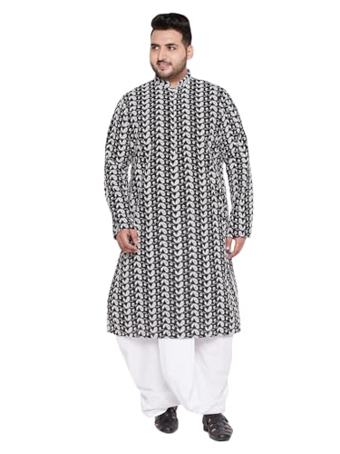 Image of Vastramay Plus Men's Pure Cotton Kurta And Dhoti Set || Classic Ensemble Of Lukhnowi Chikankari Kurta And Cotton Dhoti Set || Elegant For Holi & EID Celebration