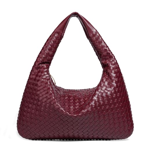 Rejolly Woven Hobo Bag for Women Leather Shoulder Tote Handbag Trendy Purse