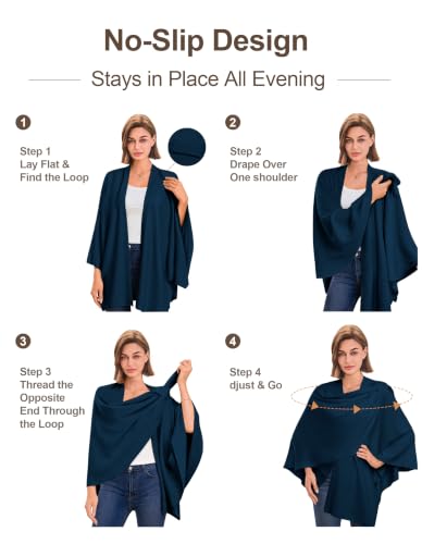 Image of PULI Womens Cross Front Poncho Shawl Wrap Elegant Wedding Formal Gift