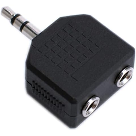 SquarezhenBo Black Headphone Jack Splitter Male Jack Plug Stereo Adaptor Dual Splitter for Tablets Laptop and Other Audio Devices Headphone Adapters Accessories(3.5mm) Cover