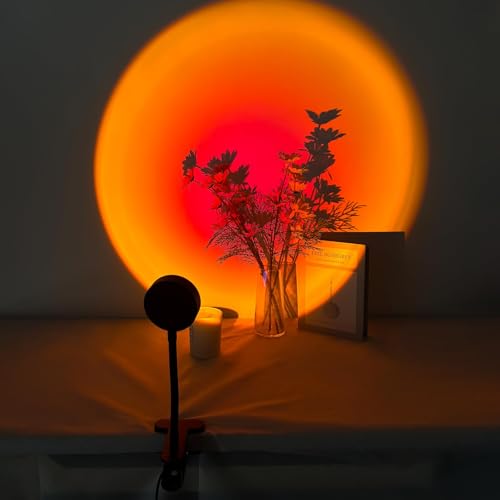 GY Clip Sunset Lamp,4 Couleurs Lampe Coucher de Soleil, Port USB Sunset Projection Light, Lumière Ambiance Rotative de 180°, Selfie, Idéal pour Photos,...