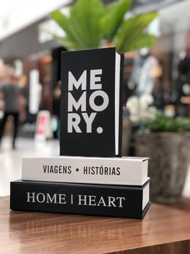 Kit com 3 Caixas Decorativas Falso Livro - Memórias