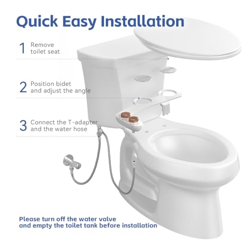 Image of Bidet Attachment for Toilet Seat Water Pressure - Non Electric Bidets Self Cleaning Sprayer - Dual Nozzle Bidet Attachments Toilets Spray - Adjustable Bidets Wash Butt Cleaner for Bathroom Gifts