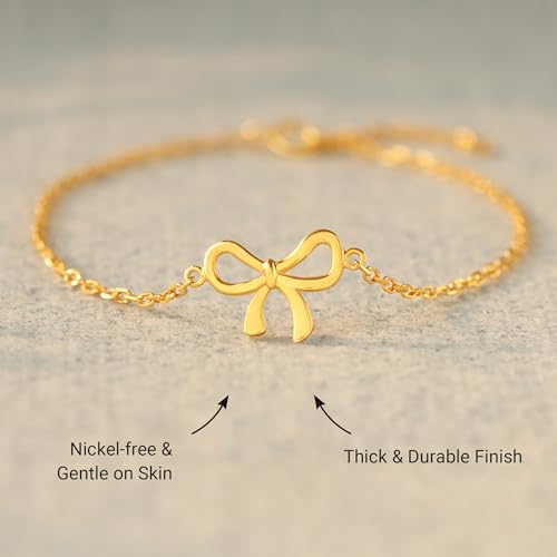 Image of STORYJEWELLERY Daughter Bracelet, Daughter Gifts, Birthday Presents for Adult Daughters, Graduation Present, Bow Bracelet for Daughters