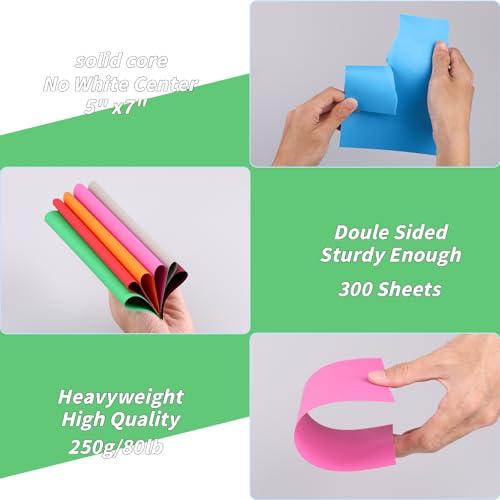 Image of 5 inch x 7 inch Cardstock 30 Colors, 300 Pack Colorful Thick Paper Cardstock Blank Colored Cards Stock for Invitations, Greeting Cards Making, Postcards, Photos, 250GSM Thick Paper Colorful