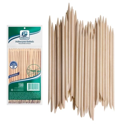 Palitos de Unha e Cutícula de Madeira Pacote c/ 100 Unidades (THEOTO) - KIT 04 PACOTES