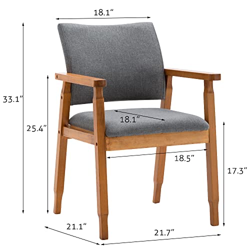 Thksbought Set Of 2 Mid Century Modern Walnut Dining Chairs Wood Arm Grey Fabric Kitchen Cafe Living Room Decor Furniture #TOP6