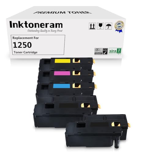 Inktoneram Compatible Toner Cartridges Replacement for Dell 1250c 1350cnw 1355cn 1355cnw C1760nw C1765nf C1765nfw ([2-Black,Cyan,Magenta,Yellow], 5-Pack)