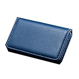 Blau Pu-Leder-Visitenkartenetui, magnetischer Namenskartenhalter, Brieftaschenhalter, geeignet für Männer und Frauen