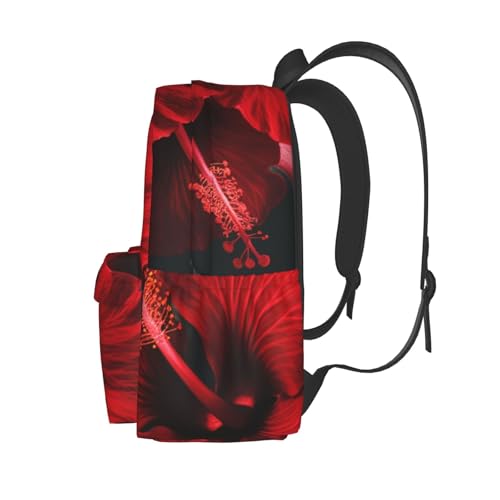 Travel Backpack for Women Men Red Hibiscus Flowers Casual Daypack Large Capacity Nurse Bag3