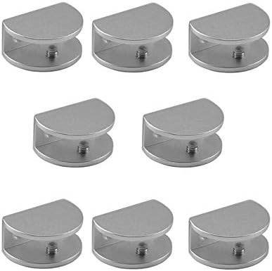 LC LICTOP Half Rounded Glass Clip Clamp Glass Shelf Brackets for 0.2" to 0.31" Glass(Pack of 8)