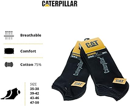 Caterpillar Heren Crew Sok, Zwart Logo (6 Pack), L