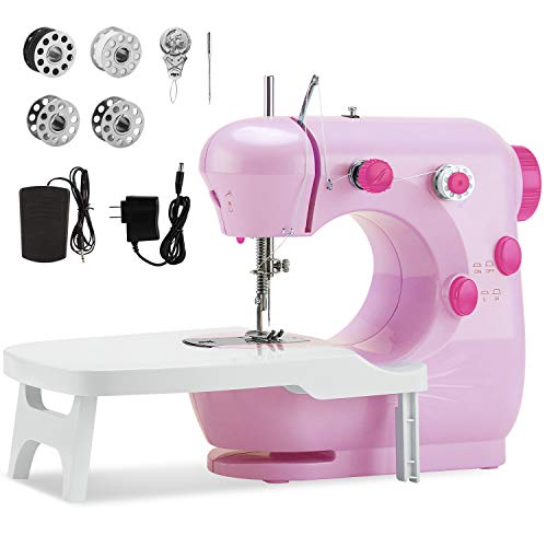 Mini Sewing Machine with Extension Table, Midvalley Handheld Sewing Machine for Beginners,Kids,Sewing Craft Lovers,Electric Hand Sewing Machine with Dual Speed,and Double Thread