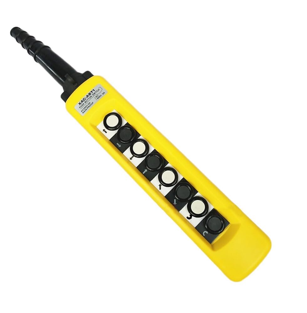 HYUJNAFZR XAC-A871 8 Buttons Rainproof Industrial Electric Crane Hoist Control Push Button Switches 250V 5A Yellow