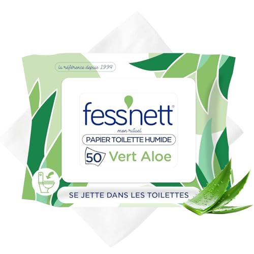 Fess'nett - Papel higiénico húmedo con Aloe Vera, paquete de 50 toallitas