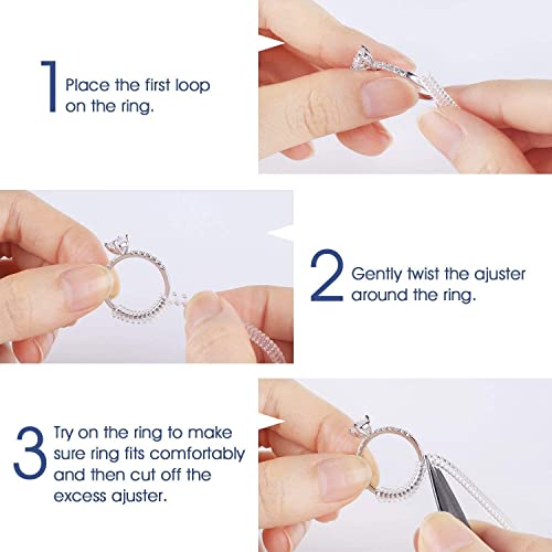 12-Pack Ring Size Adjuster for Loose Rings, 2 Style 12 Sizes Silicone Invisible Ring Sizer Reducer Tightener Guards for Men Women Make Ring Smaller without Resizing