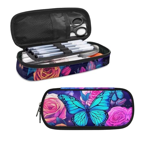 Image of Butterfly Pen Pencil Case Large Capacity Pen Bag for Teen Girls Kids Pencil Pouch Holder Stationery Organzier Travel Luggage Pouches Women Make Up Cosmetic Bag