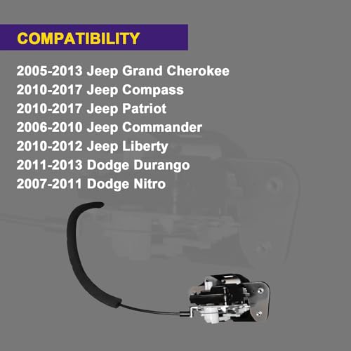 Image of 4589131AD Power Door Lock Actuator Rear Liftgate Latch Compatible with 2006-2013 Jeep Grand Cherokee Liberty Dodge Durango Nitro Replace 4589131AG 4589131AA 4589131AB