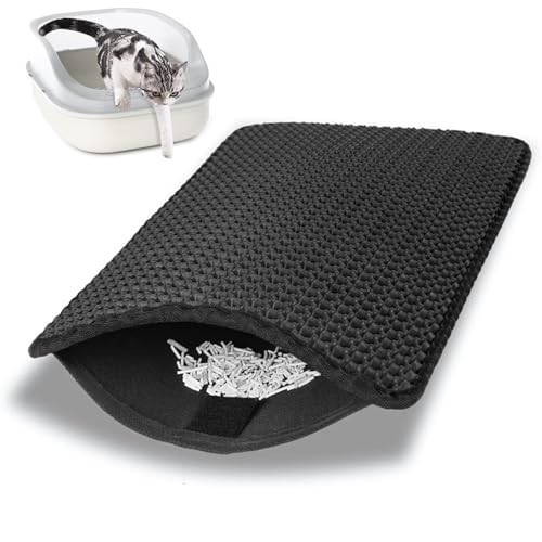 Cat Litter Tray Mat, 45 x 30 cm Litter Tray Mat, Non-slip Cat Litter Trapping Mat, Honeycomb Double Layer Design Cat Litter Mat, Waterproof Urine Proof, EVA Material Soft on Paws Cat Mat