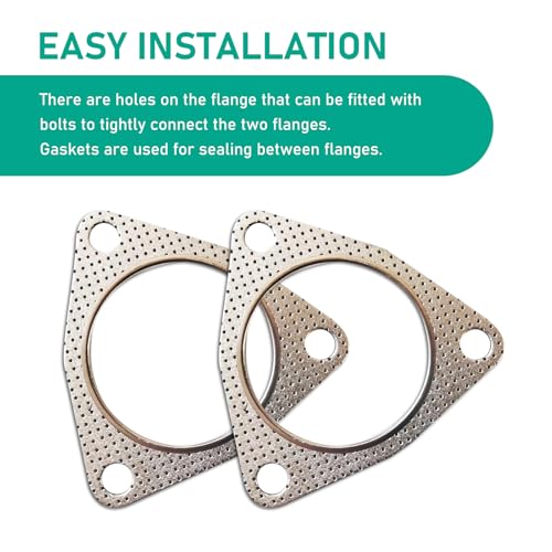 Image of 2 PCS Car Exhaust Gasket, 2.48 inch 3 Bolt Resistant High Temperature Flange Sealing Gasket, Tight-Fitting Leak-Proof Muffler Gasket Modification Accessories, Universal for Most Cars (Silver)