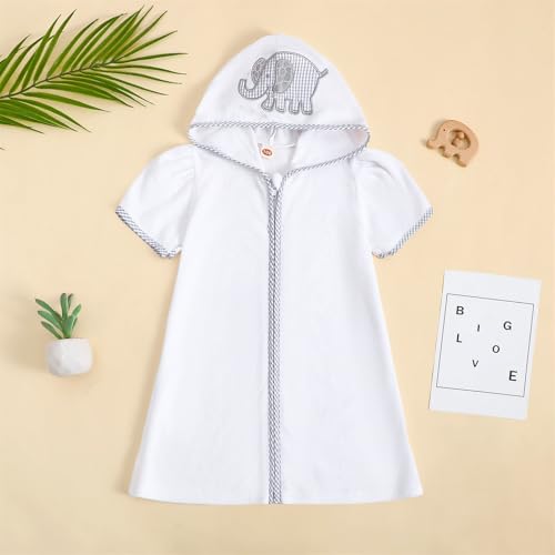Image of Baby Girls Boys Terry Cloth Swim Cover Up Zip Up Hooded Bathing Suit Coverup Wraps Kid Summer Pool Beach Swimsuit