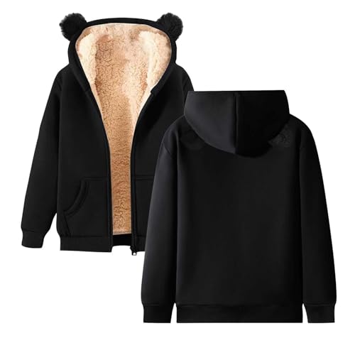 Sweat à capuche femme zippé en sherpa et doublure thermique polaire pour hiver