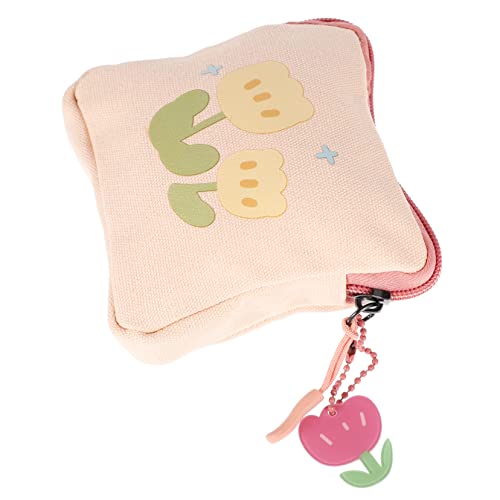 BCOATH 生理用ナプキン収納袋 キルティングバッグ 期間バッグ 学生 小期間ポーチ コイン 化粧品袋 小さなポーチ トートバッグ 十代の若者たち 花柄の化粧ポーチ ミニ ピンク