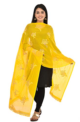 Image of YOUTHQUAKE Heavy Embroidered Work Chiffon Dupatta for Womens & Girls With Fancy Lace